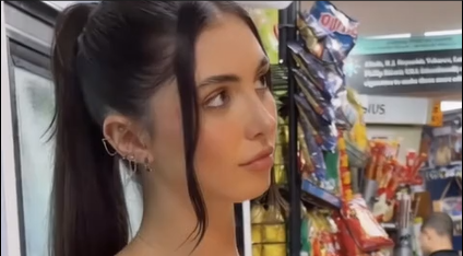 Sara Maughan Tiny White Bra in Shop Flashing Her Massive Big Tits