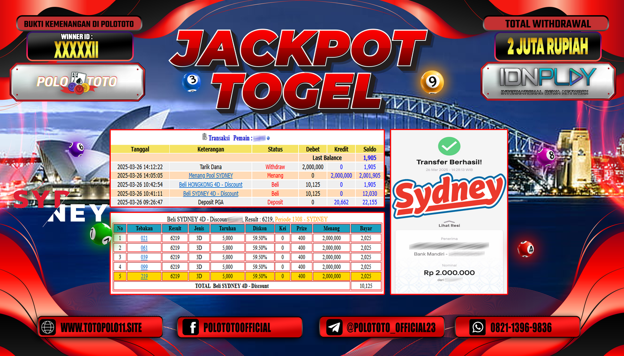 POLOTOTO JACKPOT TOGEL SYDNEY LOTTO Rp.2.000.000,- 