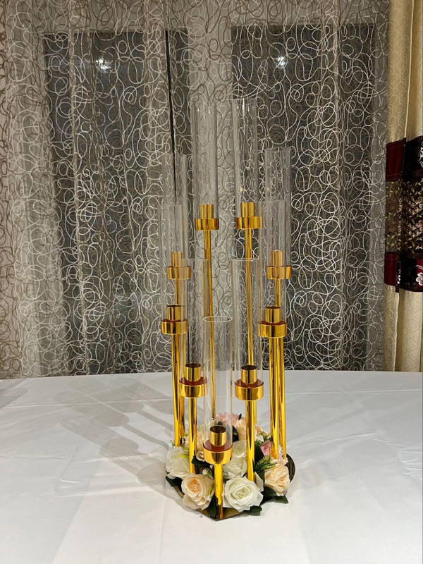 Gold and Crystal Glass CandleLabra