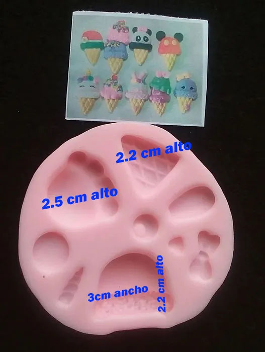 Molde silicona cono helados para apliques en foami flexible y fondant