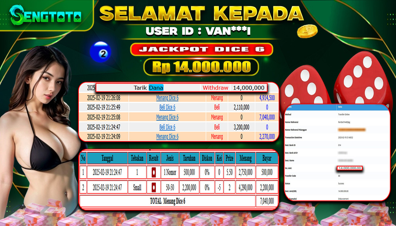 BUKTI PEMBAYARAN LIVE GAMES DICE 6