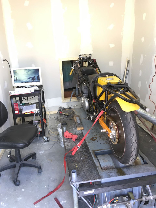 Bonneville bike on the dyno