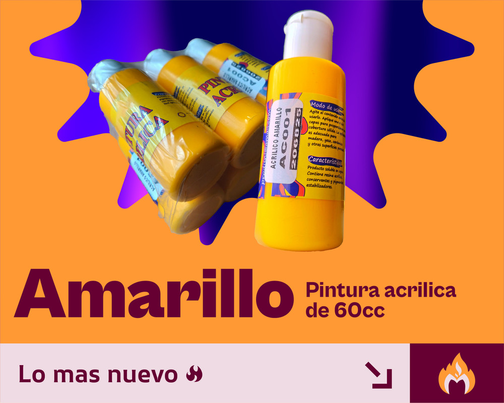 Pintura Acrílica Amarillo 60ml para Manualidades y artes plás