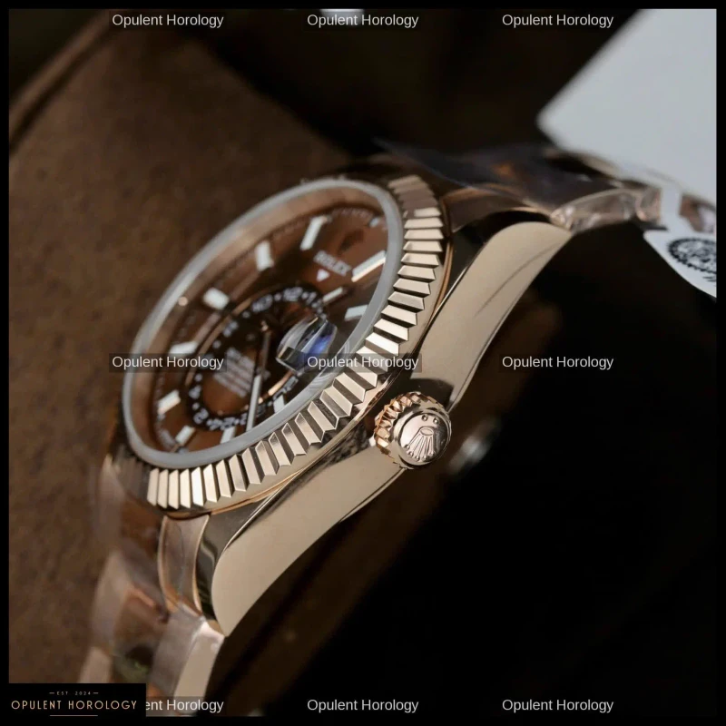 Rolex Sky-Dweller Real Gold Plated Chocolate Dial 42mm - Super Clone