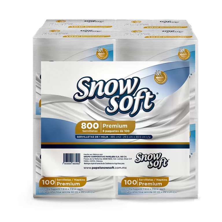 Costco: Snow Soft Servilletas Premium8 paquetes de 100 servilletas 
