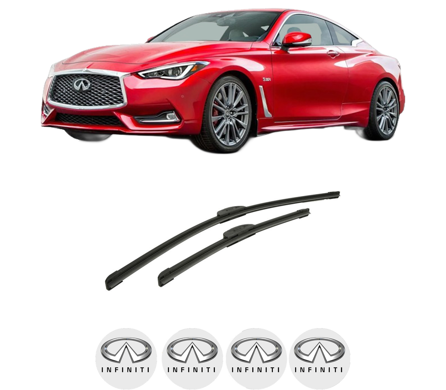Set stergatoare auto INFINITI Q60 Coupe din 2013-2016, pentru parbriz auto, 2 bucati, Bosch Aerotwin Retrofit, din cauciuc siliconat rezistent, 4 Stickere Auto INFINITI