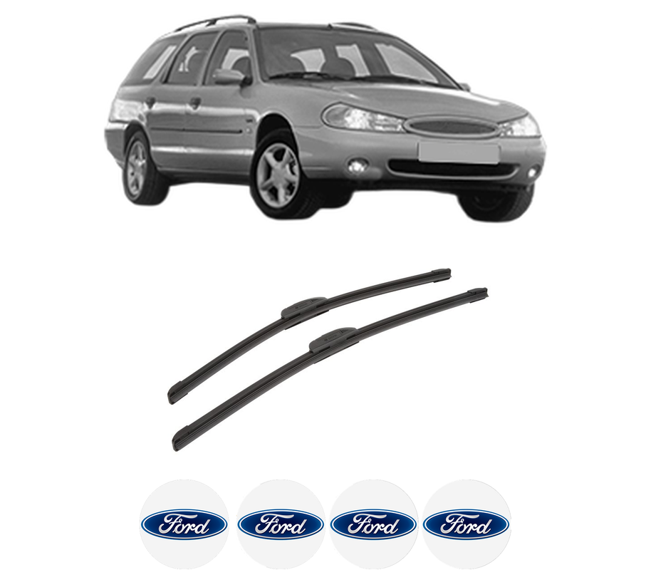 Set stergatoare auto FORD MONDEO II Turnier (BNP) din 1996-2000, pentru parbriz auto, 2 bucati, Bosch Aerotwin Retrofit, din cauciuc siliconat rezistent, 4 Stickere Auto FORD