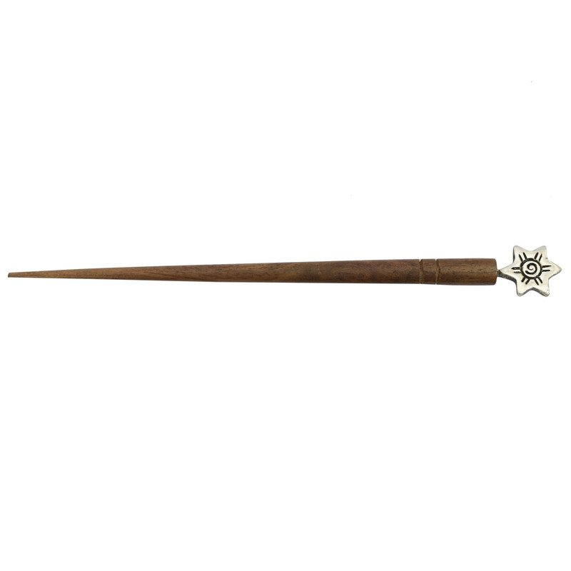 Women Juda Hair Pin Wood & Metal Handmade Beautiful Design Traditional Stick Pin - Picture 11 of 40