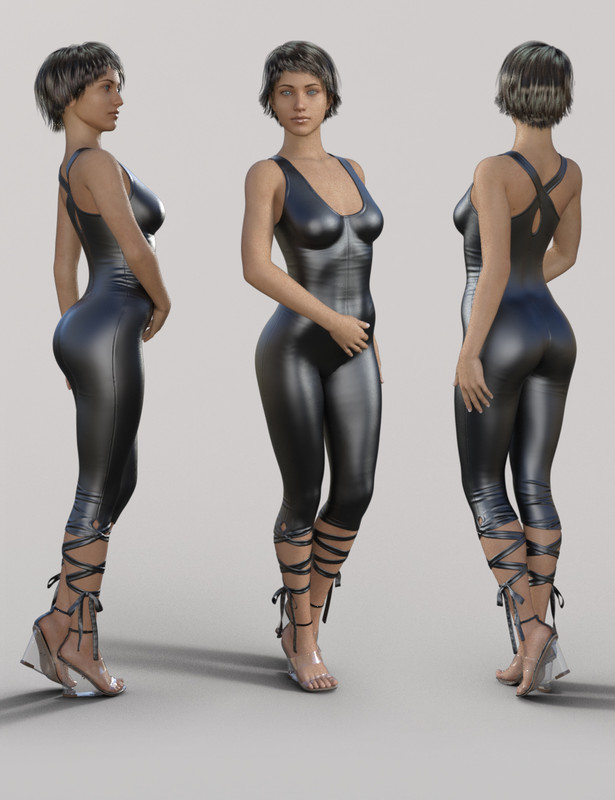 skinny jumpsuit and heeled sandal for genesis 8 females 00 main daz3d