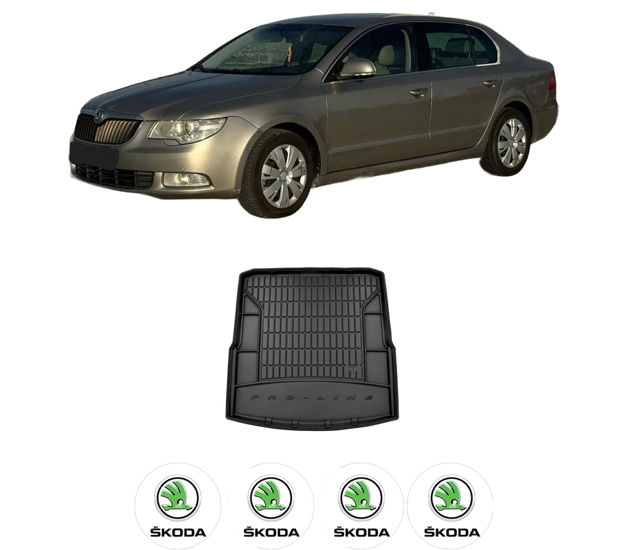 Tavita Portbagaj SKODA SUPERB II Estate (3T5) din 2009-2015, Protectie Portbagaj Auto, 4x Stickere auto cu SKODA