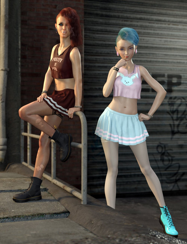 Riot Grrl dForce Outfit for Genesis 8 and Genesis 8.1 Riot Grrl dForce Outfit for Genesis 8 and Genesis 8.1
