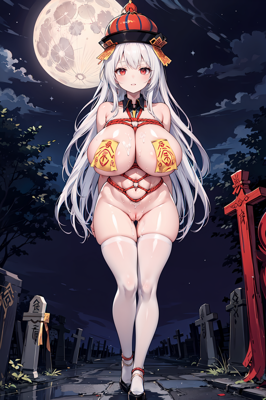 05059-2318060229-1girl,mature female,solo,huge breasts,sagging breasts,_jiangshi, no bra, cleavage, 
