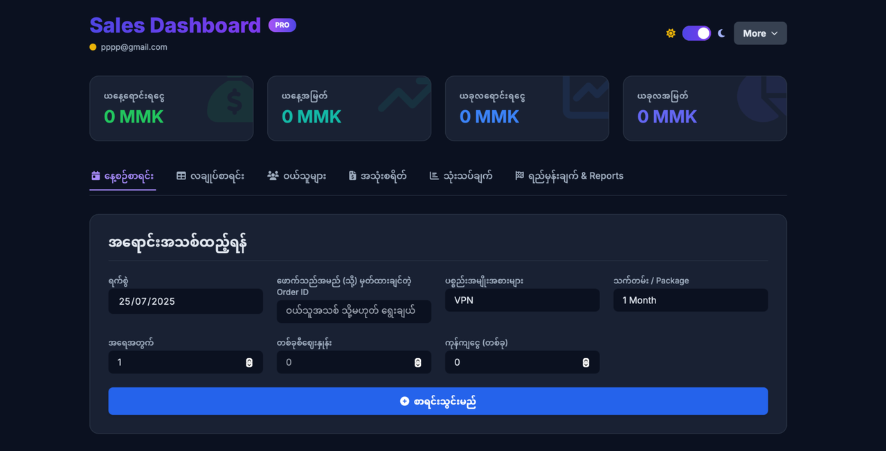 Sales Dashboard App Screenshot
