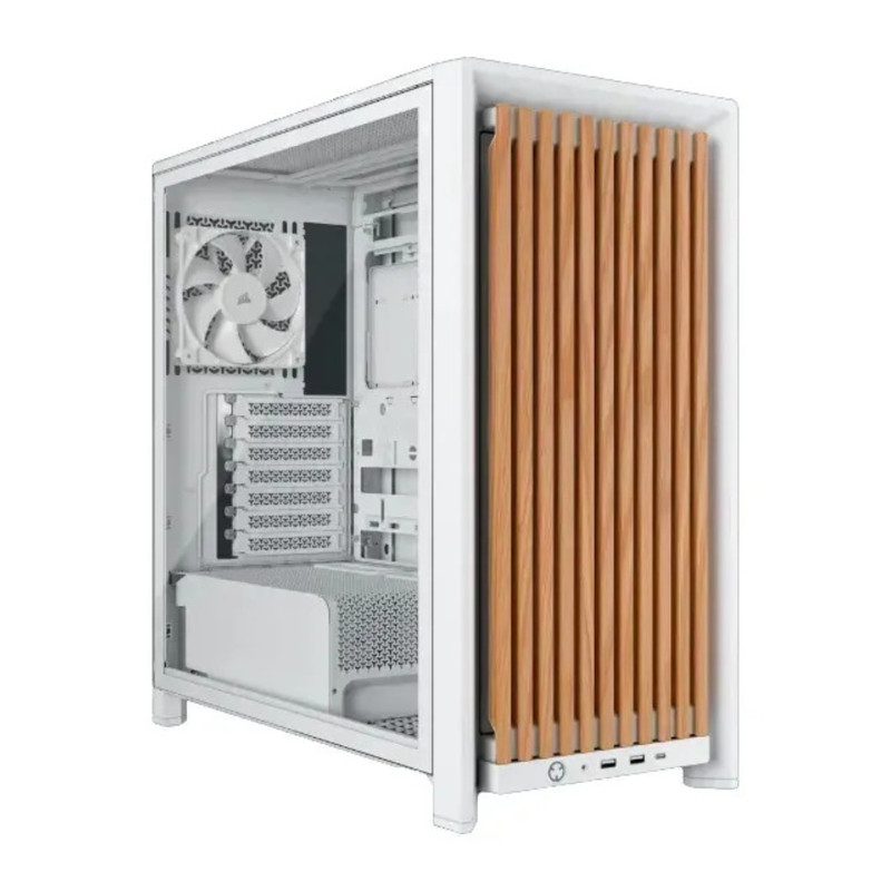 GABINETE CORSAIR 4000D AIRFLOW WHITE WOOD VIDRIO TEMPLADO