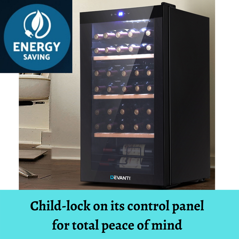 Devanti 34 Bottles Wine Cooler Compressor Chiller Beverage Fridge