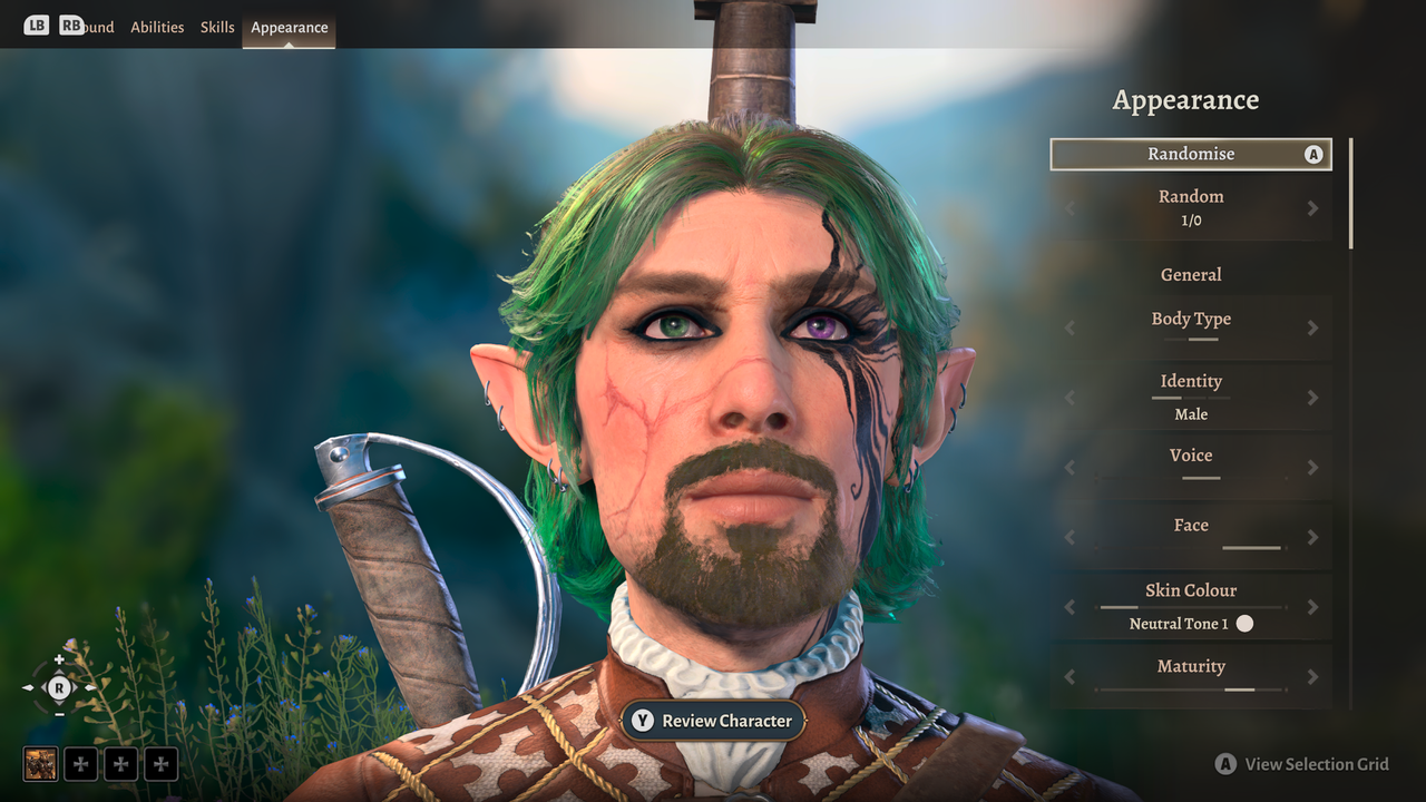 Tyler's character Elure in Baldur's Gate 3. A forest gnome bard with green hair.