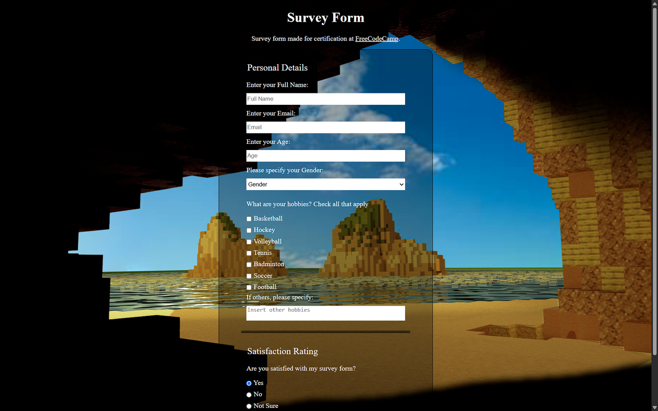 Survey Form project screenshot