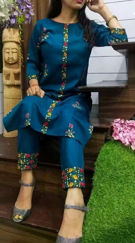 pants kurti kurti pants kurti yellow kurti pant set naira anarkali suit cottan anarkali suit naira kurta set kurti naira cut Color 5 (KS132)