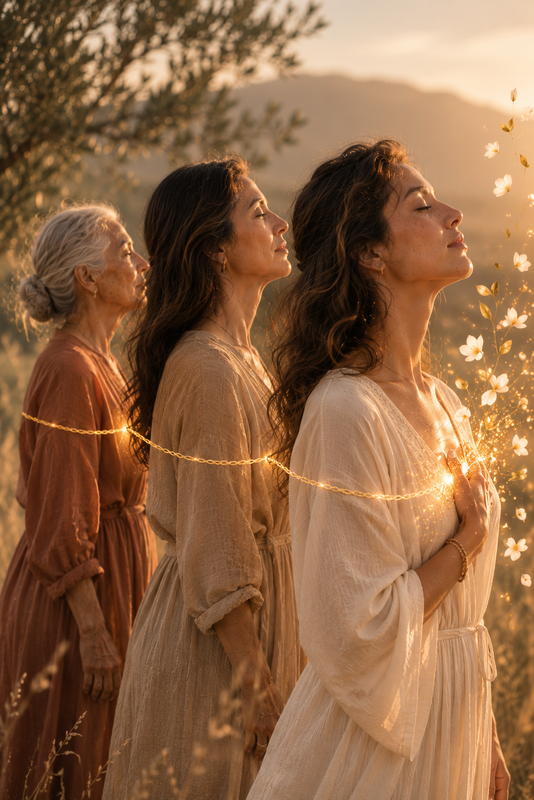 Tres generaciones de mujeres unidas por el linaje ancestral