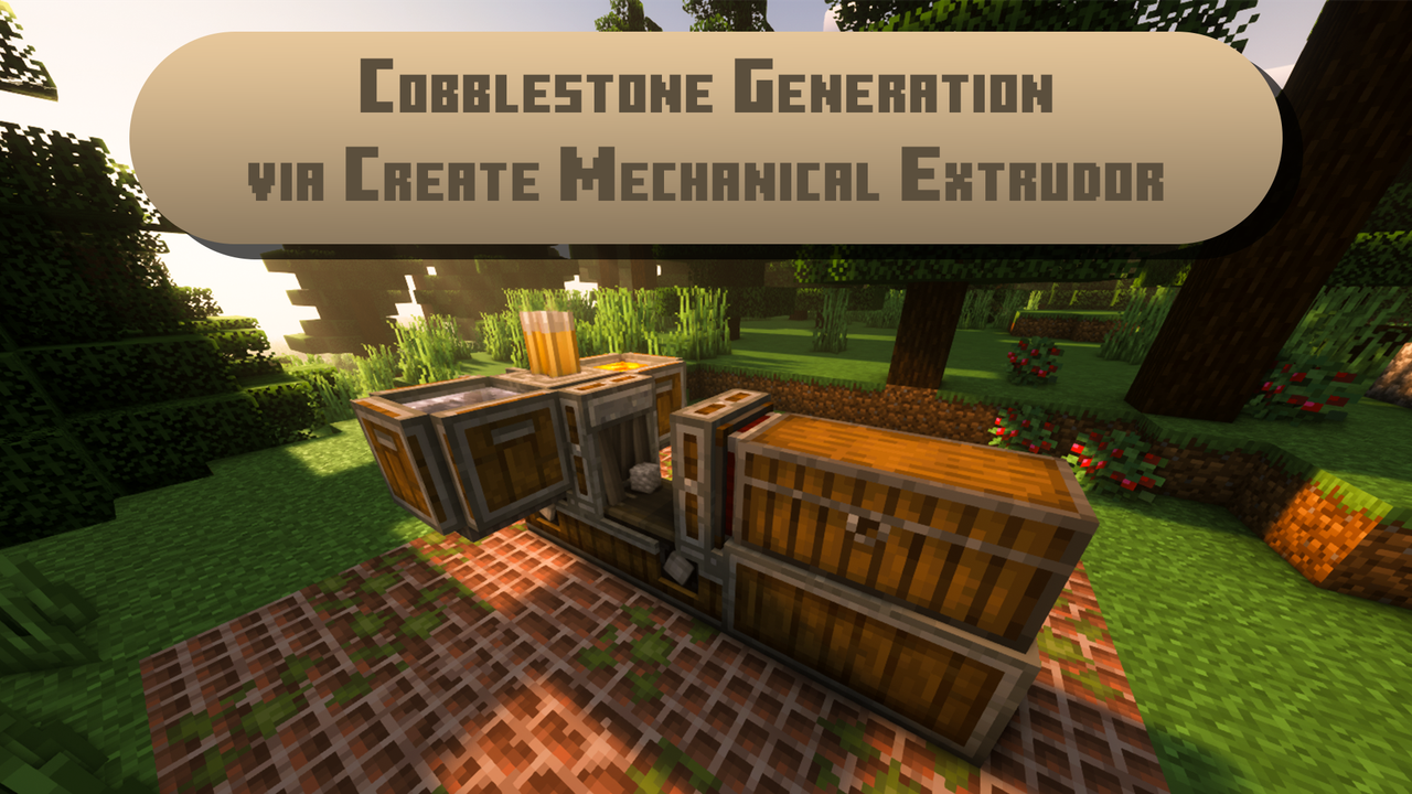 Cobblestone Generation via Create Mechanical Extrudor