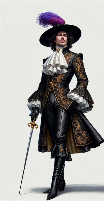 Ken Elliot, dressed as the Buccaneer, a flamboyant 17th century cavalier
