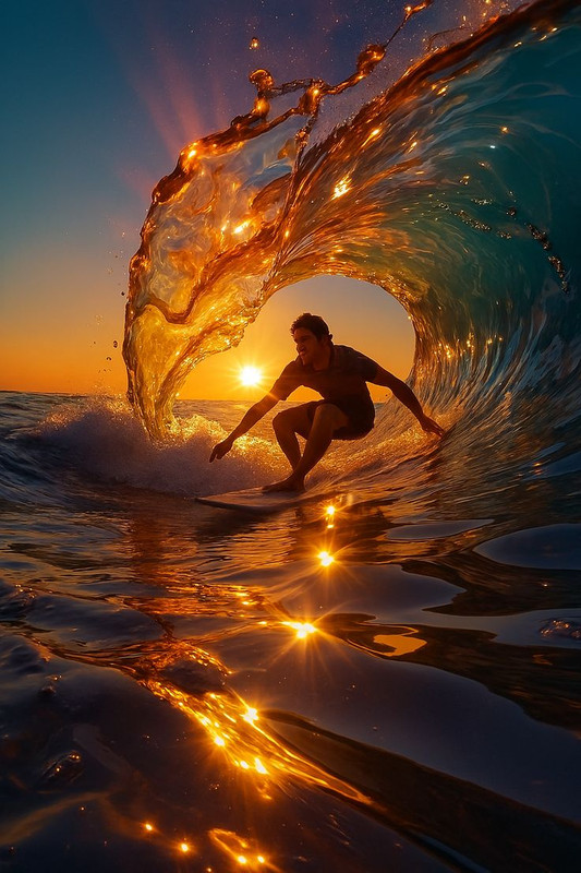 playa hombre surfeando