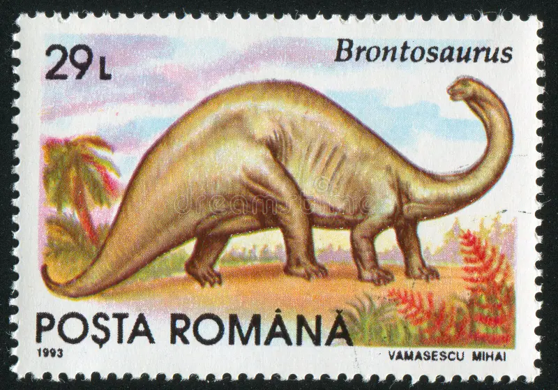 бронтозавр-романия-сирка-печать-в-румынии-показать-brontosaurus-примерно-163836352