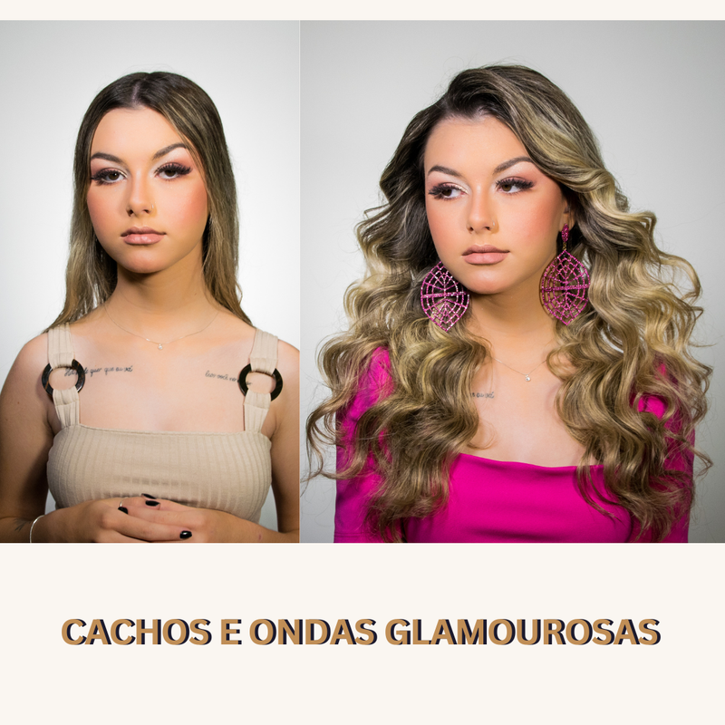 Produção de cachos e ondas glamourosos