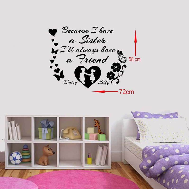Personalised Kids Quote Because I Have A Sister Wall Art Sticker Decal Ebay