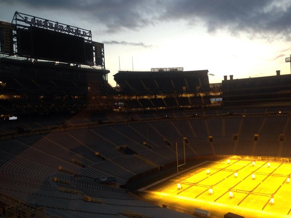 Grow lights at Lambeau Field