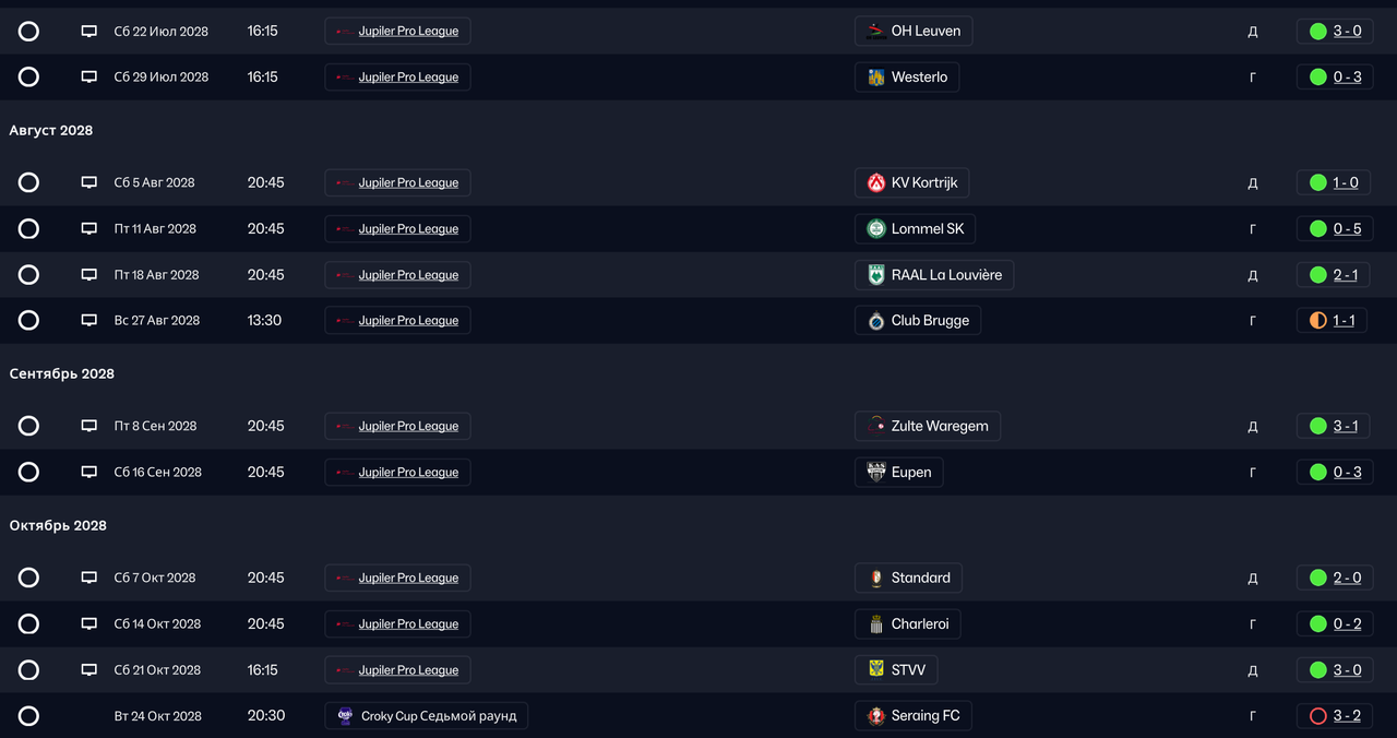 первая часть сезона