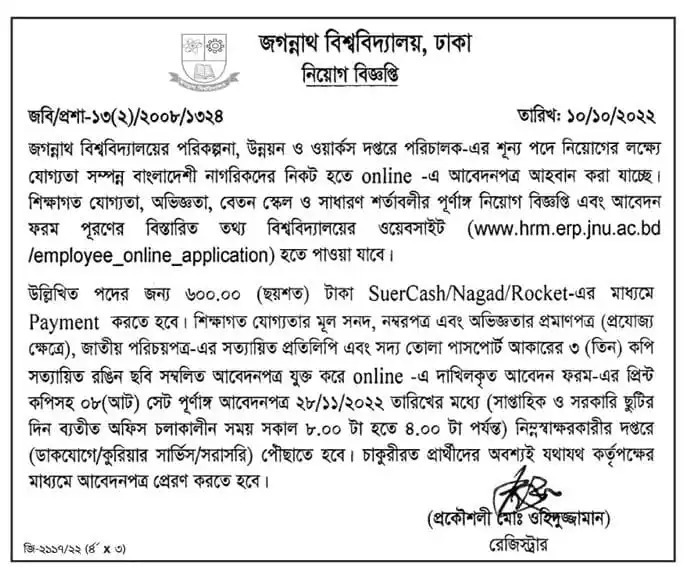JNU Job Circular 2022