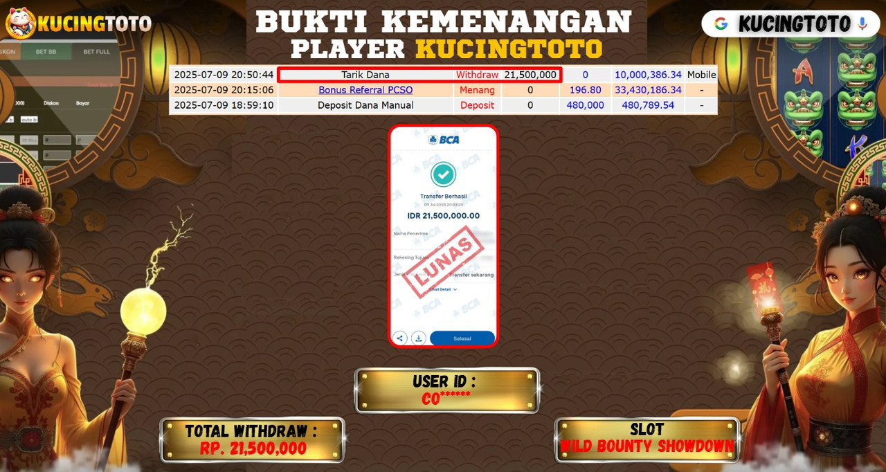 KUCINGTOTO JACKPOT SLOT WILD BOUNTY SHOWDOWN RP.21.500.000.,- LUNAS