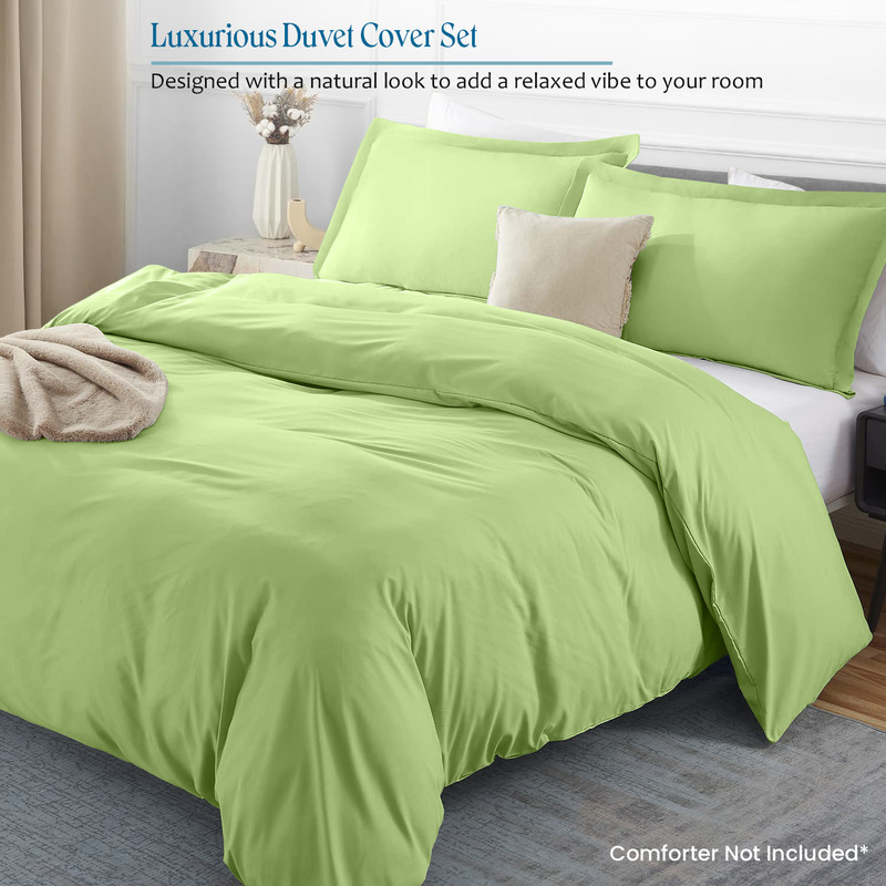 Picture of 1000 TC 100% Egyptian Cotton Duvet set Zipper Closur Ultra Soft Durable and Fade Resistant Color Sage Solid size Full