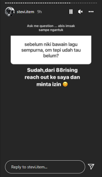 Instagram Story Stevi Item soal penampilan NIKI (Instagram @stevi_item)