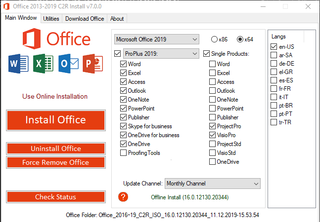 Microsoft Office Professional Plus 2016-2019 Retail-VL Version 1910 (Build 12130.20344) (x86-x64)...