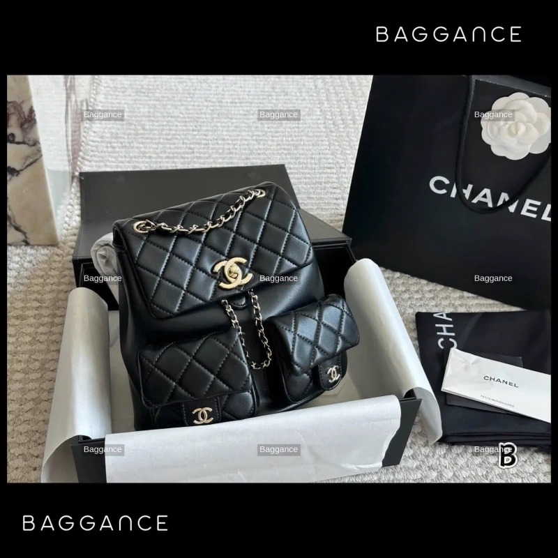 Chanel Duma 23P Mini Backpack Black Gold Hardware 20cm Full Box - EVCHFW-013