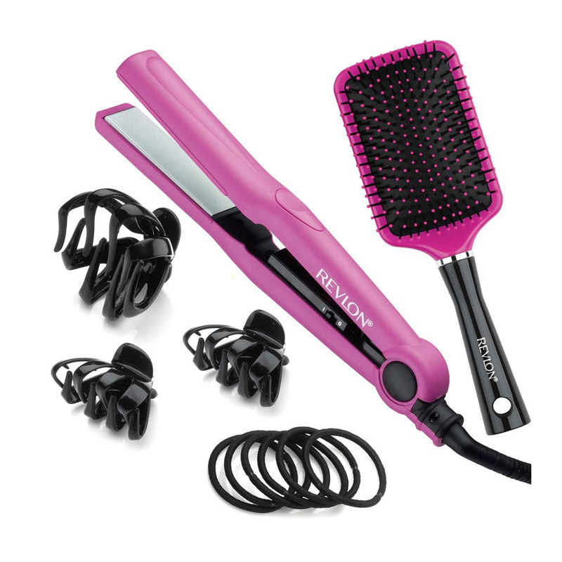 Ripley - KIT ALISADOR CEPILLO ACCESORIOS REVLON ROSA