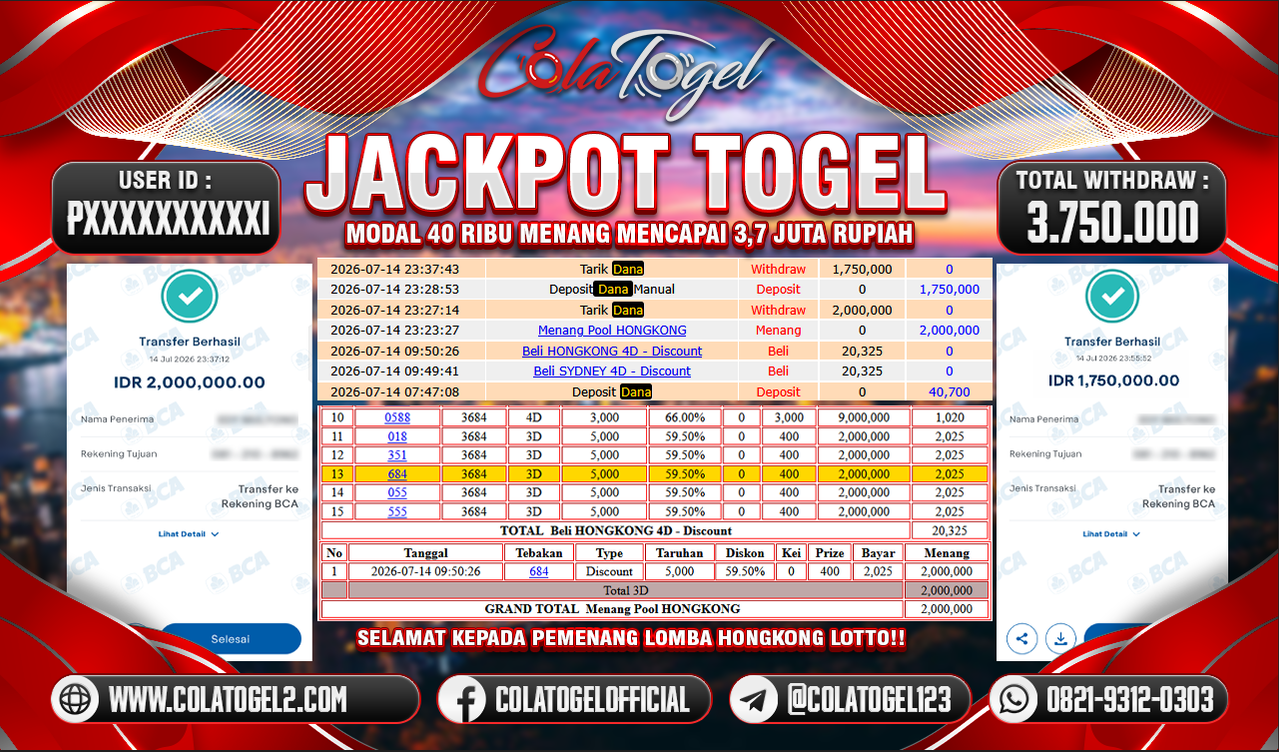 JACKPOT HONGKONG LOTTO!!