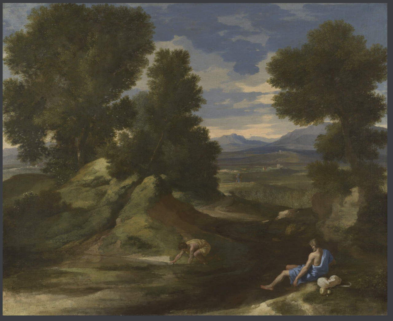 Landscape with a Man scooping Water from a Stream by Nicolas Poussin