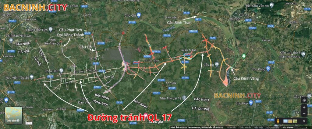 bản đồ dường tránh Quốc lộ 17 qua Thuận Thành - Gia Bình - Lương Tài tỉnh Bắc Ninh