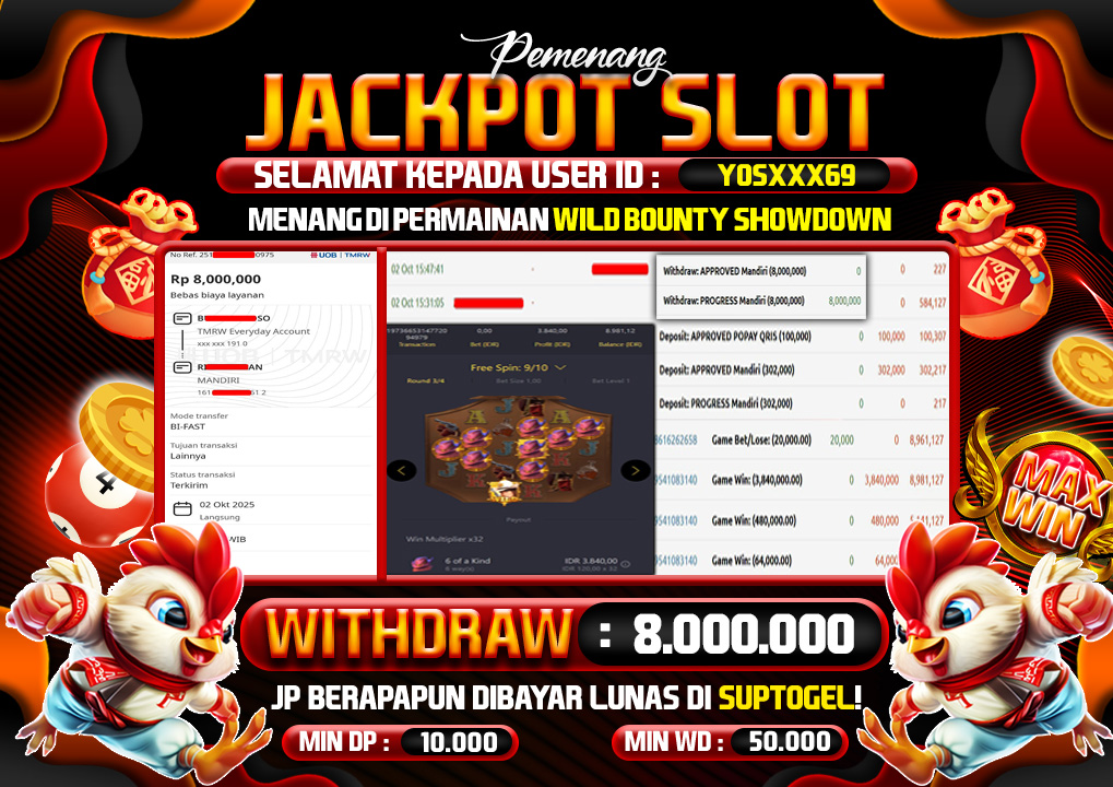  BUKTI KEMENANGAN 02 OCTOBER 2025 MENANG DI PERMAINAN  SLOT WILD BOUNTY SHOWDOWN  8 JUTA