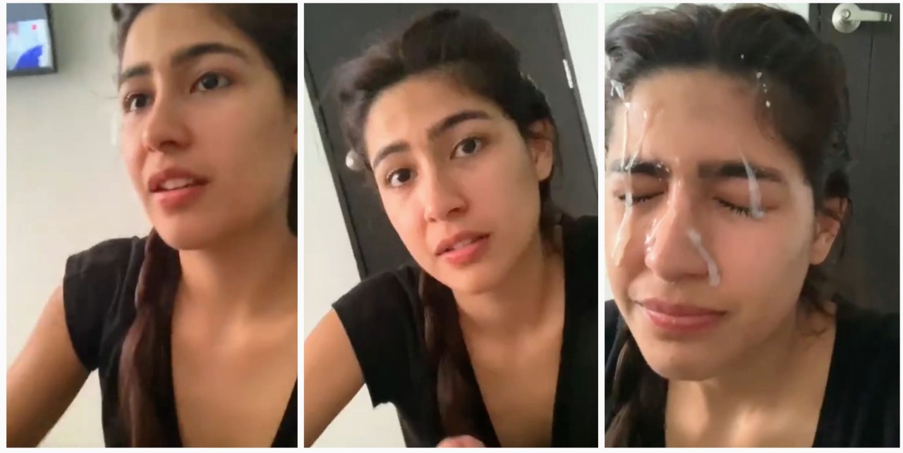 Hot girlfriend cum on her face exclusive viral video