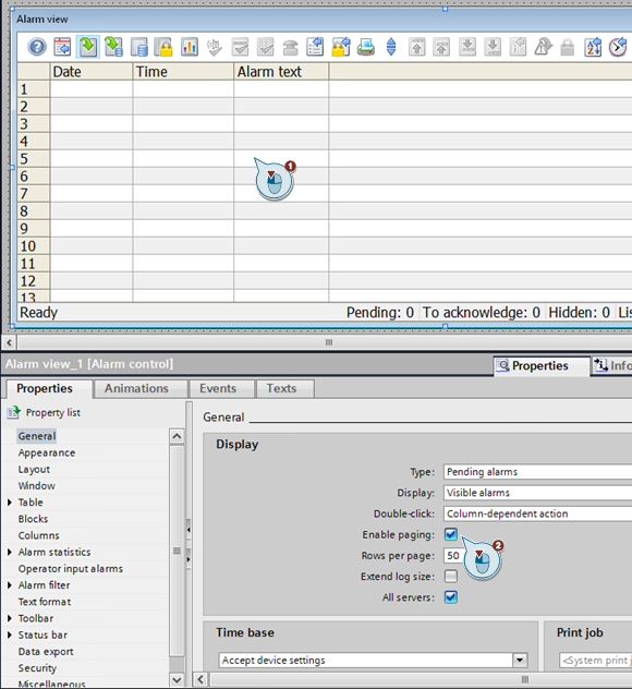1,000 messages in WinCC AlarmControl (message display) 1,000 messages in WinCC AlarmControl (message display)