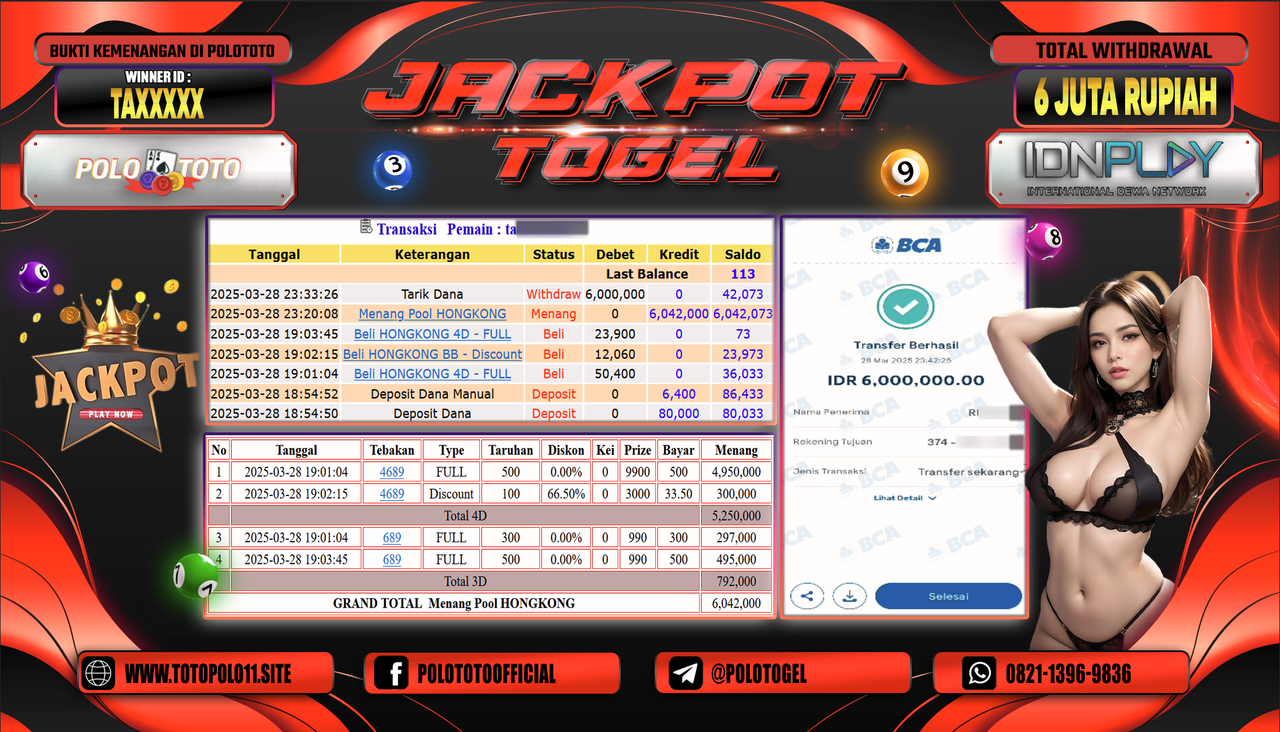POLOTOTO JACKPOT TOGEL PASARAN HONGKONG  Rp.6.000.000,-