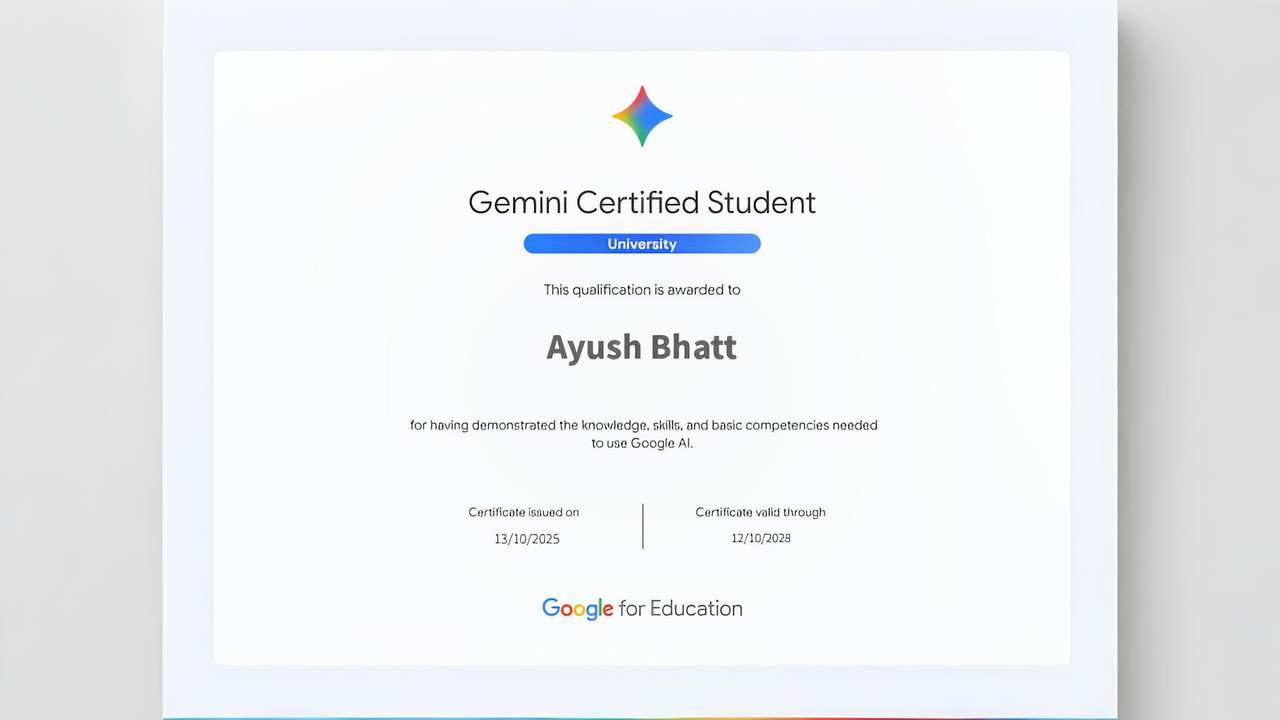 Google Gemini Certified Student Certificate