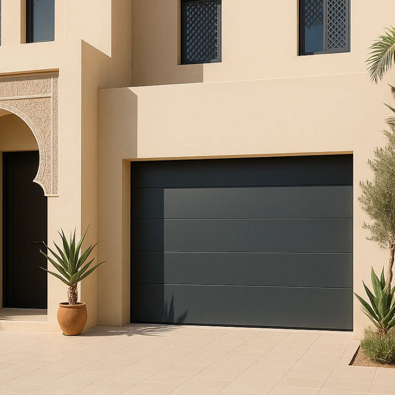 Porte sectionnelle rouge pour caserne de pompiers