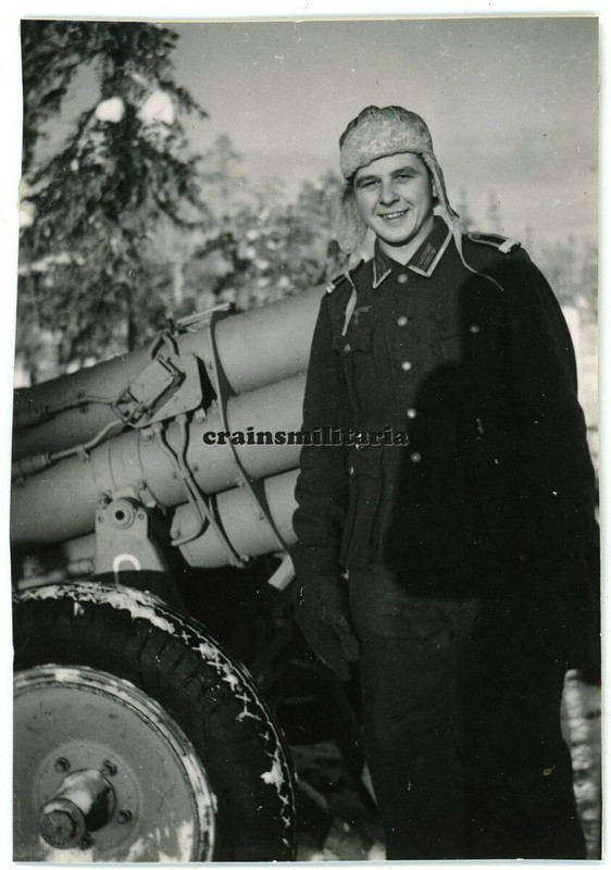 Orig. Foto Gebirgsjäger 21 cm Nebelwerfer 42 Geschütz in Finnland