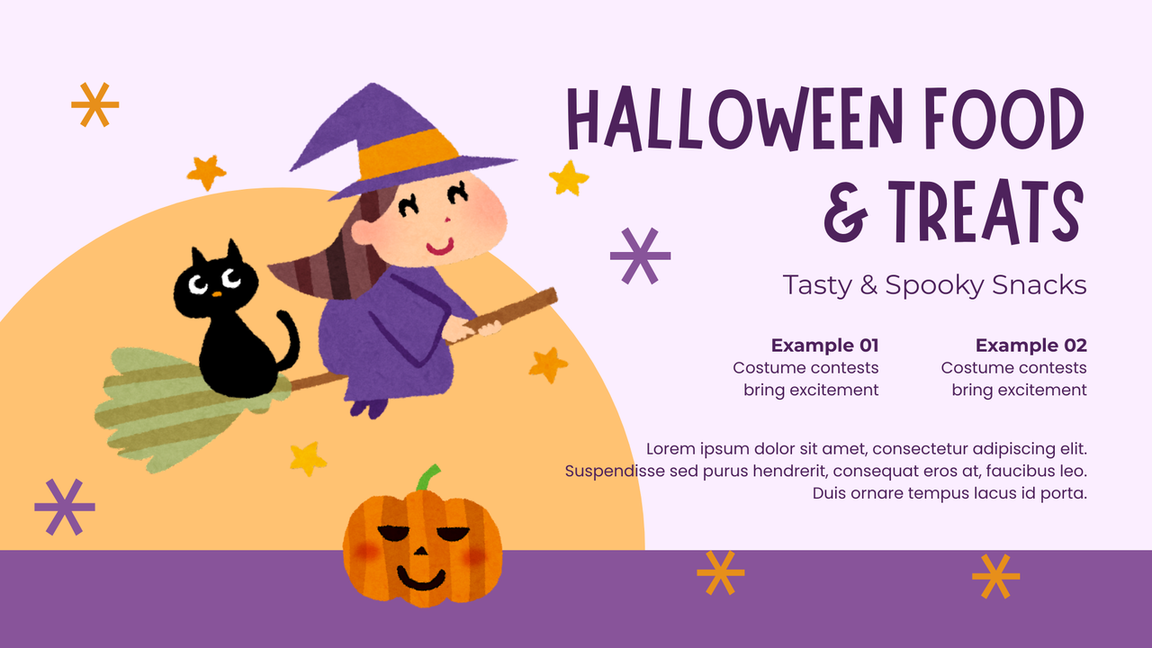 Purple and Orange Watercolor Happy Halloween Presentation