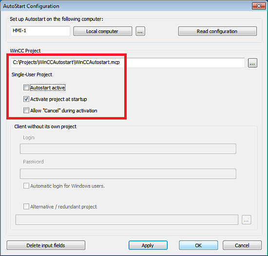 Autostart WinCC Autostart WinCC